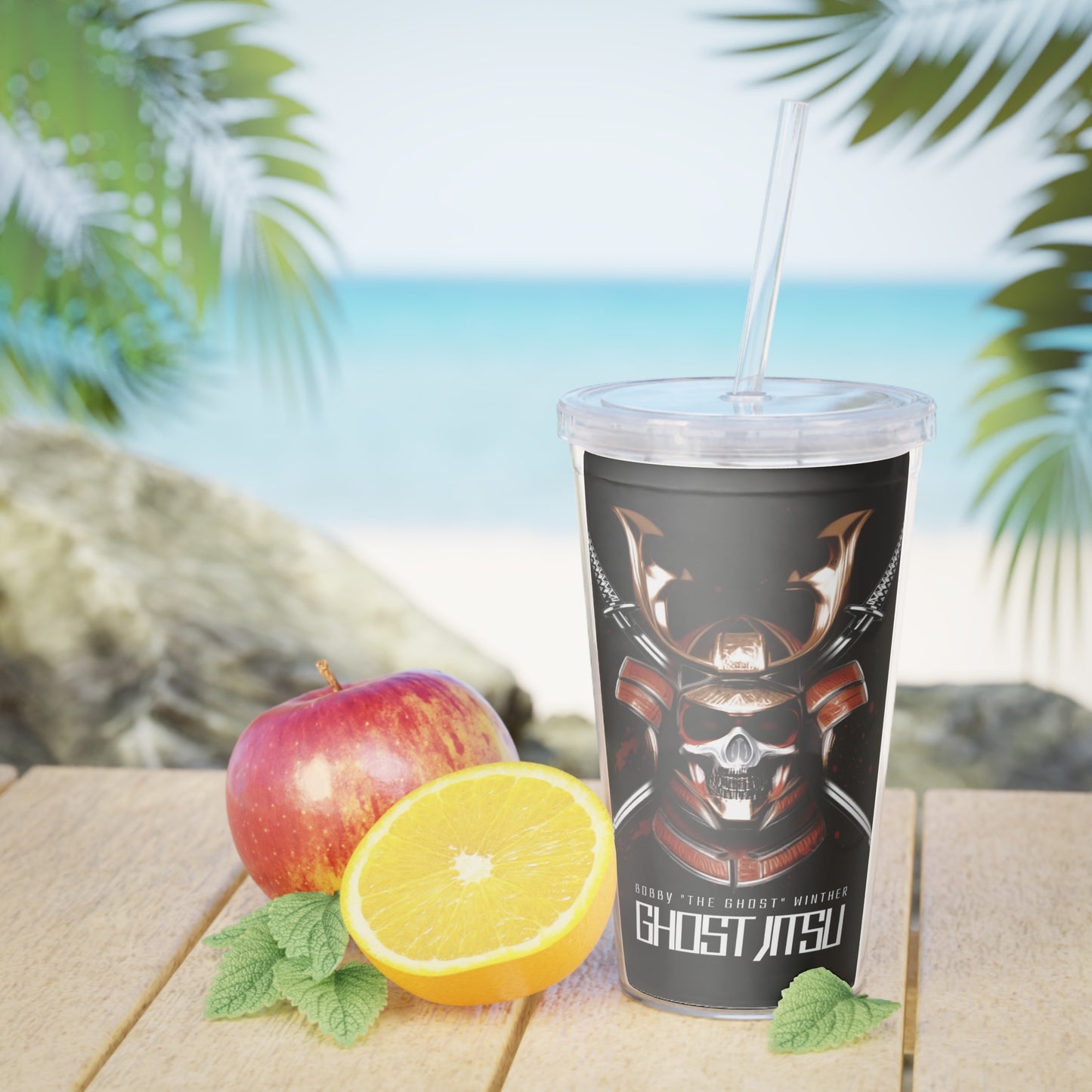 Ghost Jitsu Plastic Tumbler with Straw