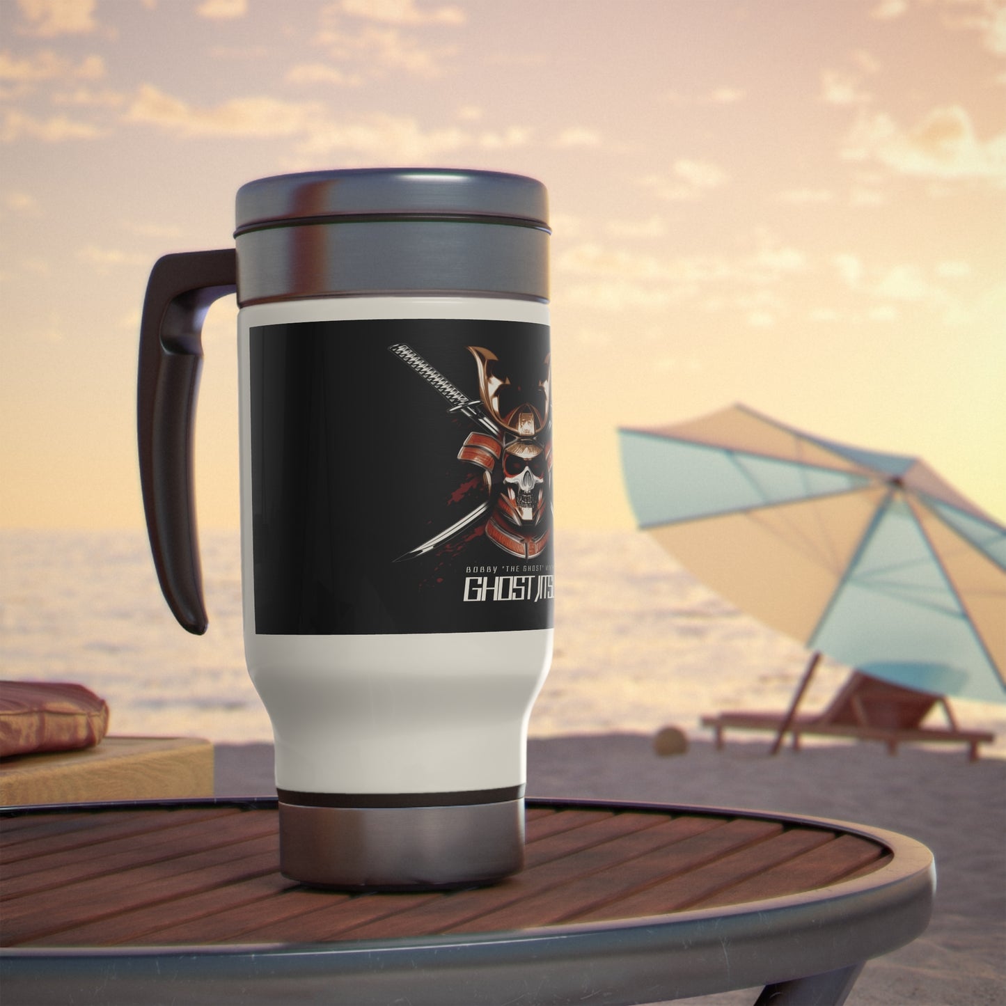 Ghost Jitsu Travel Mug with Handle